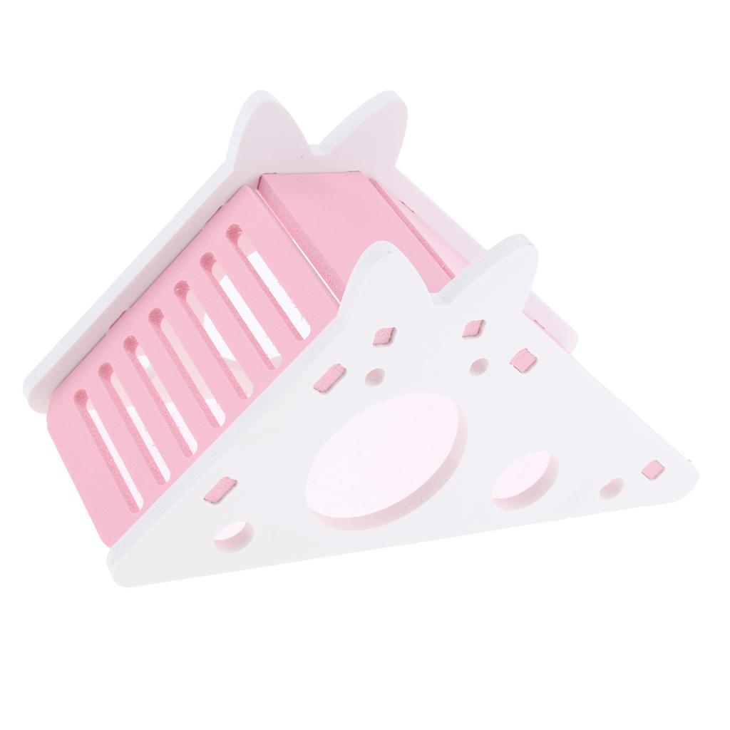 2 Pcs Hamster Chinchilla Gerbil Ladder Cage Villa,Wood Nest House,Pink&Blue