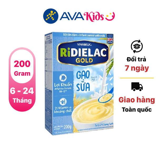 Bột ăn dặm Ridielac Gold gạo sữa hộp 200g (6 - 24 tháng)