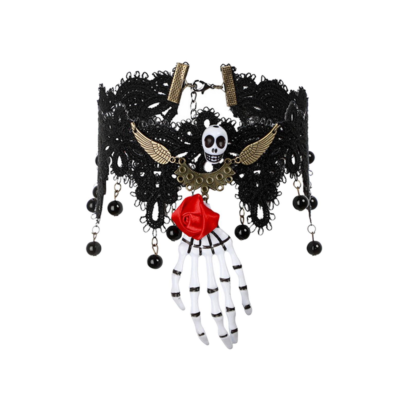 Punk Style Necklace Halloween Pendant Necklace Halloween Gifts Makeup Jewelry Retro Style Lace Neck Chain for Holidays Halloween Prom