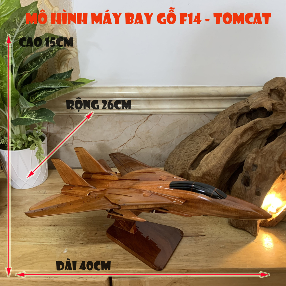 Mô hình máy bay gỗ máy bay chiến đấu cơ của Mỹ F14 Tomcat - thủ công mỹ nghệ trang trí - Dài 40cm - Gỗ tự nhiên