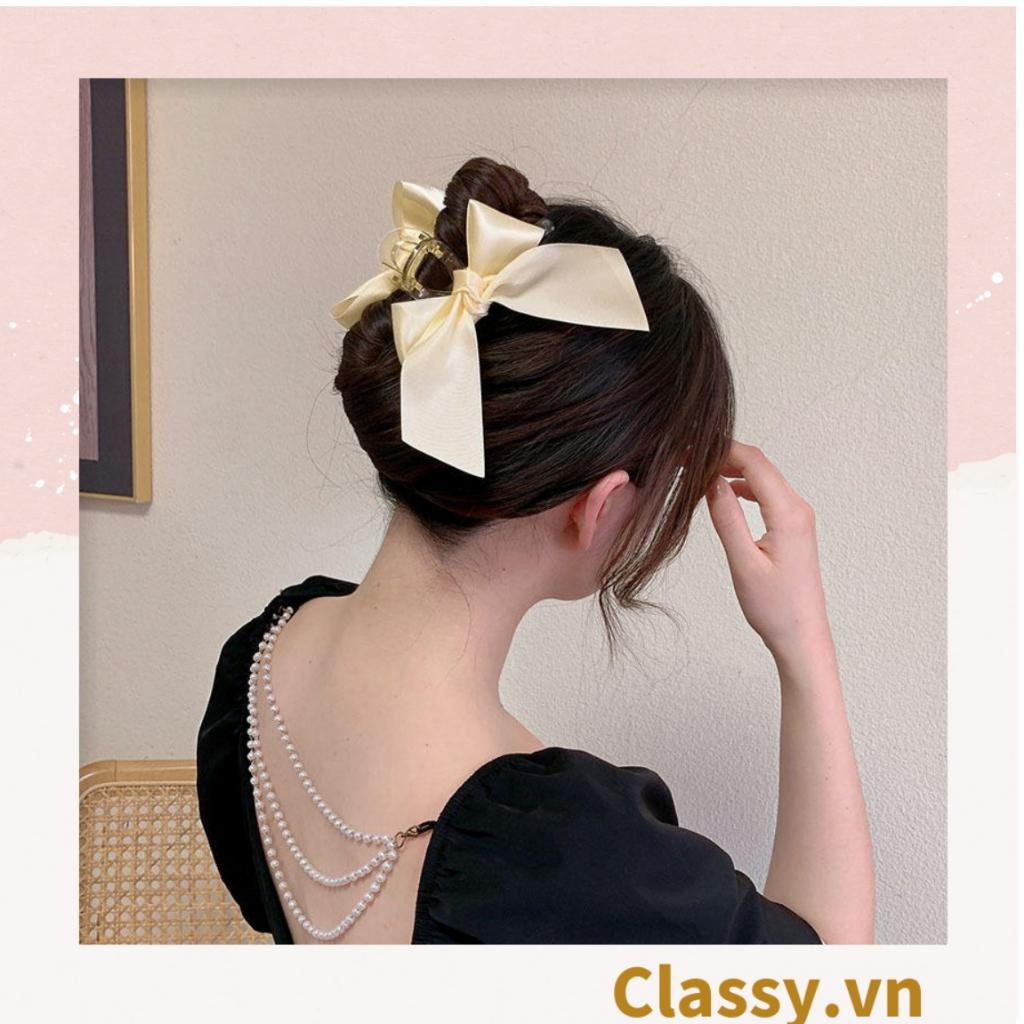 Kẹp tóc Classy dạng kẹp càng cua đính nơ kiểu dáng sang trọng PK1642