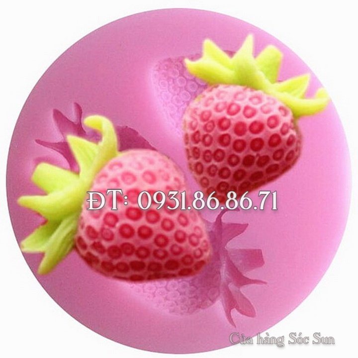 Khuôn silicon 3 trái dâu tây - Mã số 1196