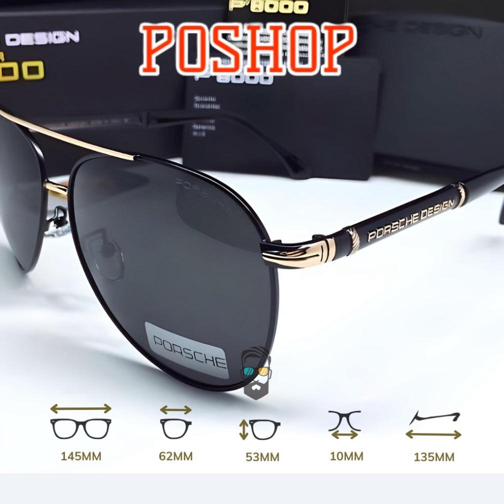 Kính mát nam POSHOP tròng phân cưc polaroid uv400 chóng chói gọng phi công cổ điển thời trang dễ đeo PO8738