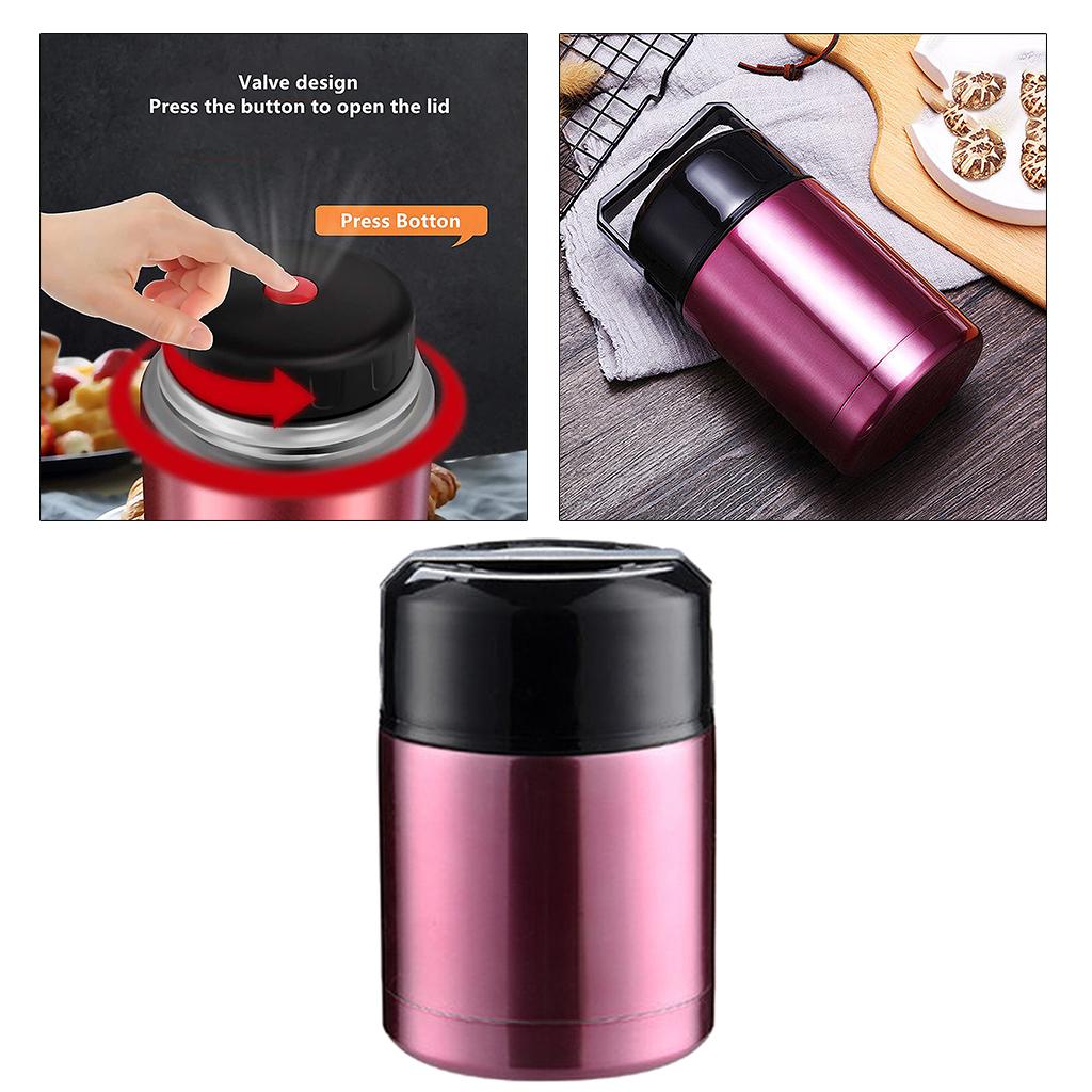Insulated Lunch Container Food Jar Stainless Steel Vacuum Bento Lunch Box Golden