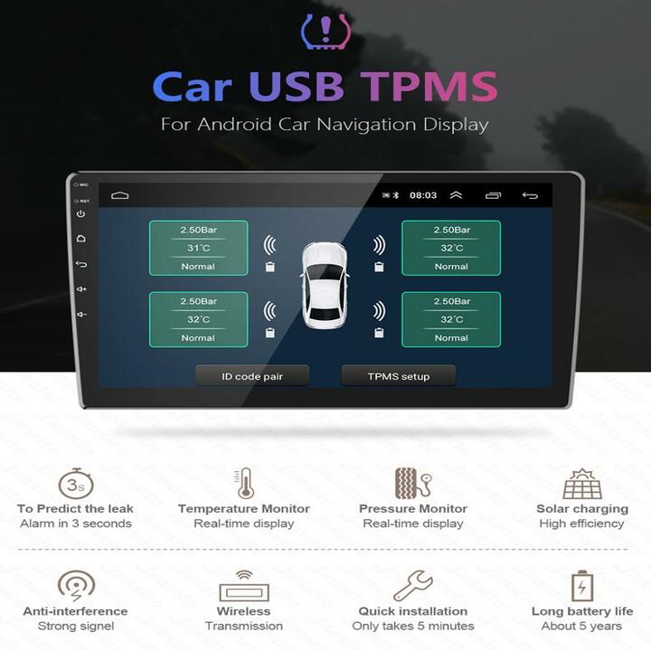 Bộ cảm biến áp suất lốp ngoài TPMS TU05X dùng cho ô tô màn hình DVD Android