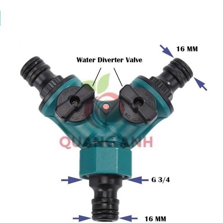 Khóa Chia Vòi Nước Hình Chữ Y 3 Đầu 16mm - 3 Đầu Khớp Nối Nhanh Tiện Dụng