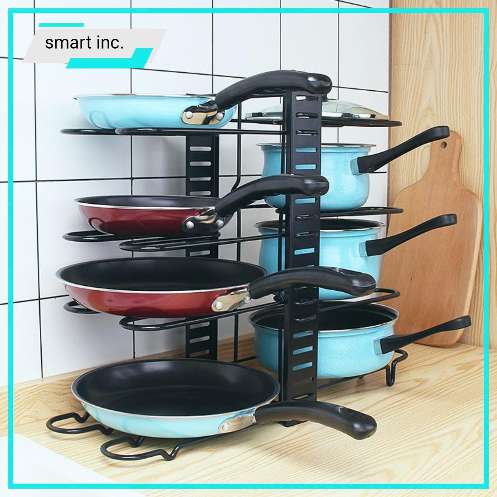 Giá Treo Nhà Bếp Xoong Nồi Kệ Để Nắp Vung Nồi Chảo Inox Nhiều Tầng