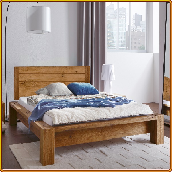 Giường ngủ Tundo  gỗ sồi mặt gỗ 210 x 157 x 100cm