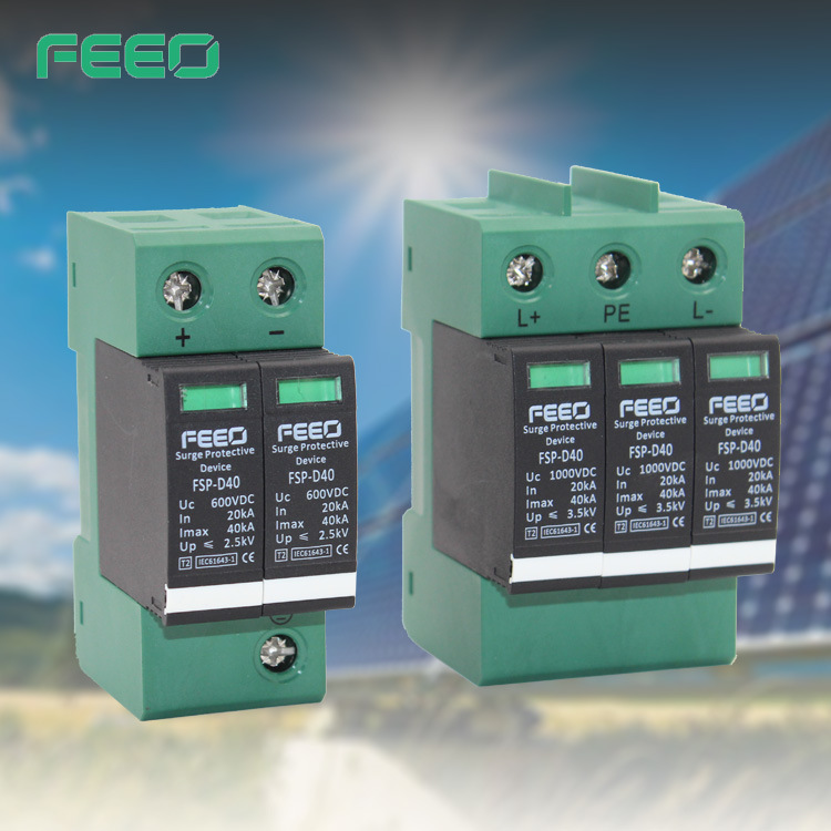 Át chống sét DC 40kA 500VDC, 600VDC Feeo chất lượng cao - Thiết bị chống sét solar, chống sét năng lượng mặt trời