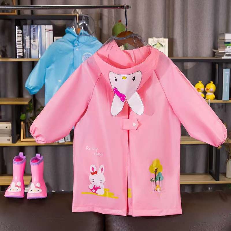 Áo mưa Unicorn, vịt con và hồng thỏ đáng yêu dáng ngắn qua gối cho bé (size 15kg-32kg)