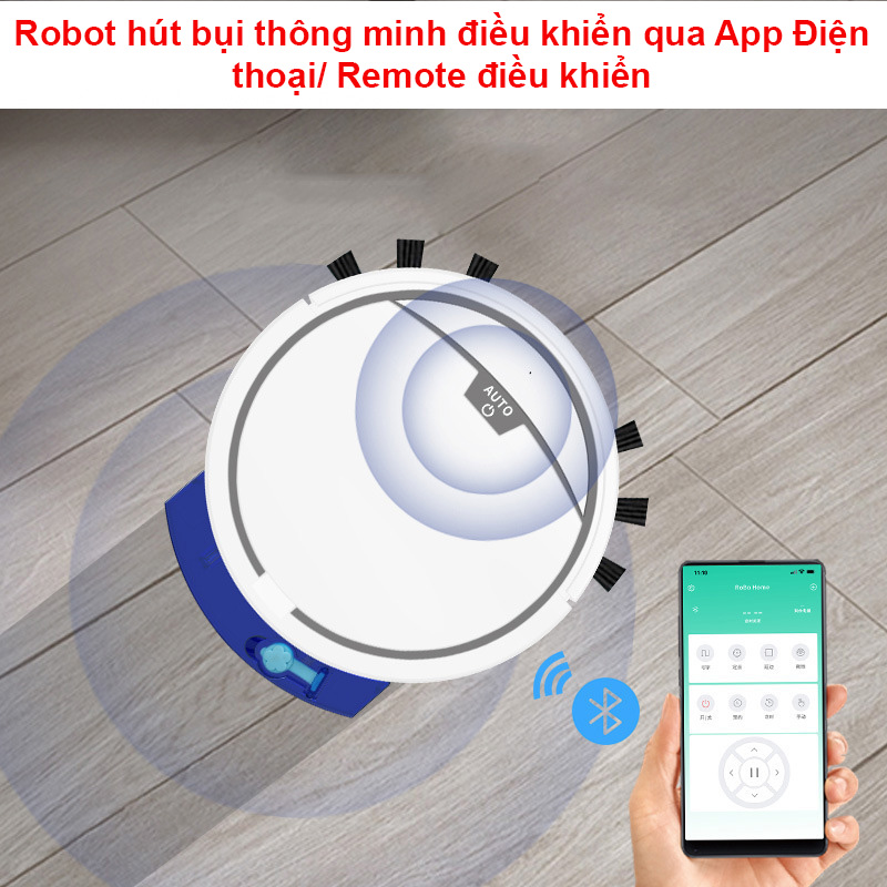 Robot hút bụi, lau nhà thông minh RS600. Robot hút bụi cao cấp, có điều khiển App điện thoại, Remote từ xa. Máy hút bụi tự động lực hút mạnh, pin lâu