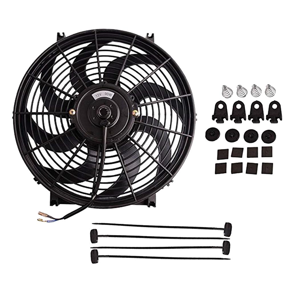 Universal 14" Curved Electric Engine Radiator Cooling Fan with Mounting Kits