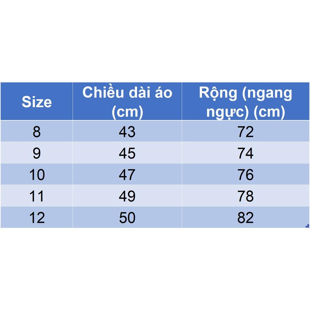 Áo thun lửng in hình cho bé gái size đại