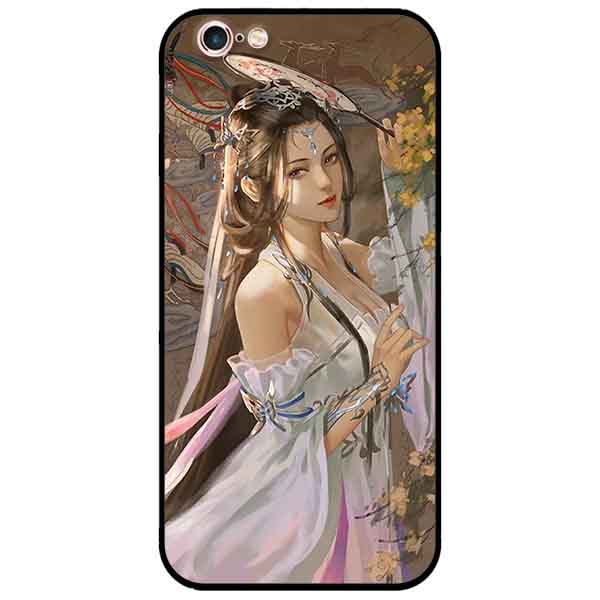 Ốp lưng in cho Iphone 6 Plus/ 6s Plus Mẫu Cô Gái Cầm Quạt
