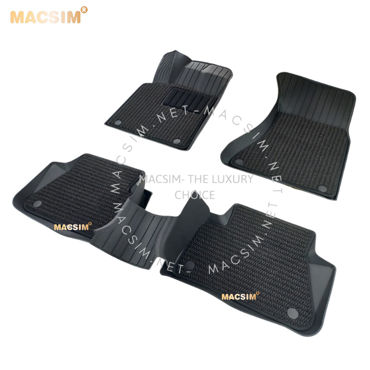Thảm lót sàn 2 lớp xe ô tô Porsche Macan 2013- đến nay Nhãn hiệu Macsim 3W chất liệu nhựa TPE đúc khuôn cao cấp - màu đen