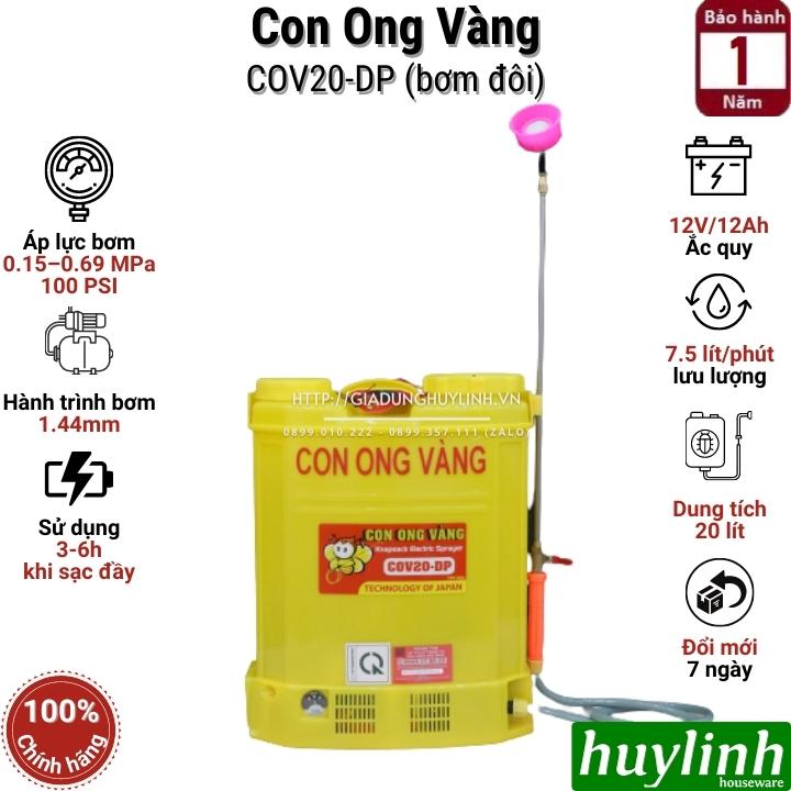 Bình xịt điện phun thuốc trừ sâu Con Ong Vàng COV20-DP - 20 lít - Bơm đôi - 12V/12AH - Thương hiệu Oshima