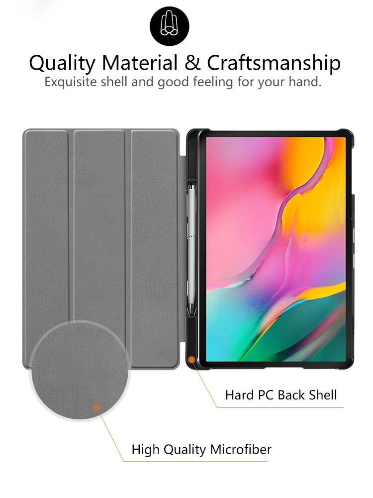 Bao da chống sốc cho Samsung Galaxy Tab A 10.1 inch 2019 T515 / T510 thiết kế siêu mỏng hỗ trợ Smartsleep, gập nhiều tư thế, mặt da siêu mịn