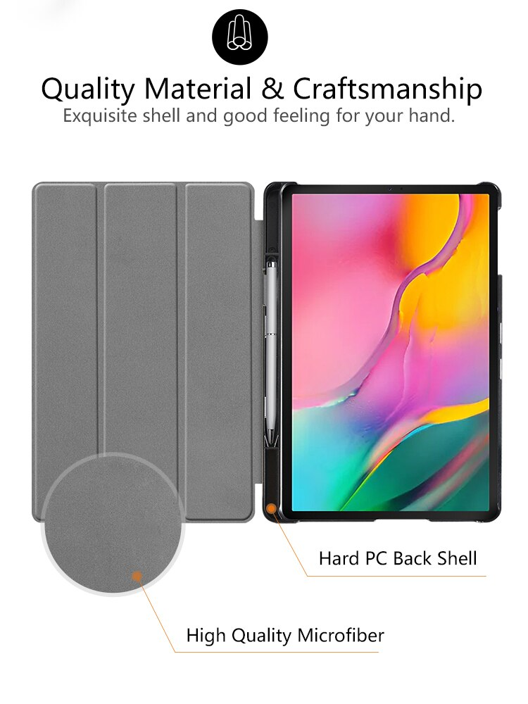 Case bao da chống sốc cho Samsung Galaxy Tab A 8.0 & S Pen 2019 P205 hiệu HOTCASE thiết kế siêu mỏng hỗ trợ Smartsleep, gập nhiều tư thế, mặt da siêu mịn - hàng nhập khẩu