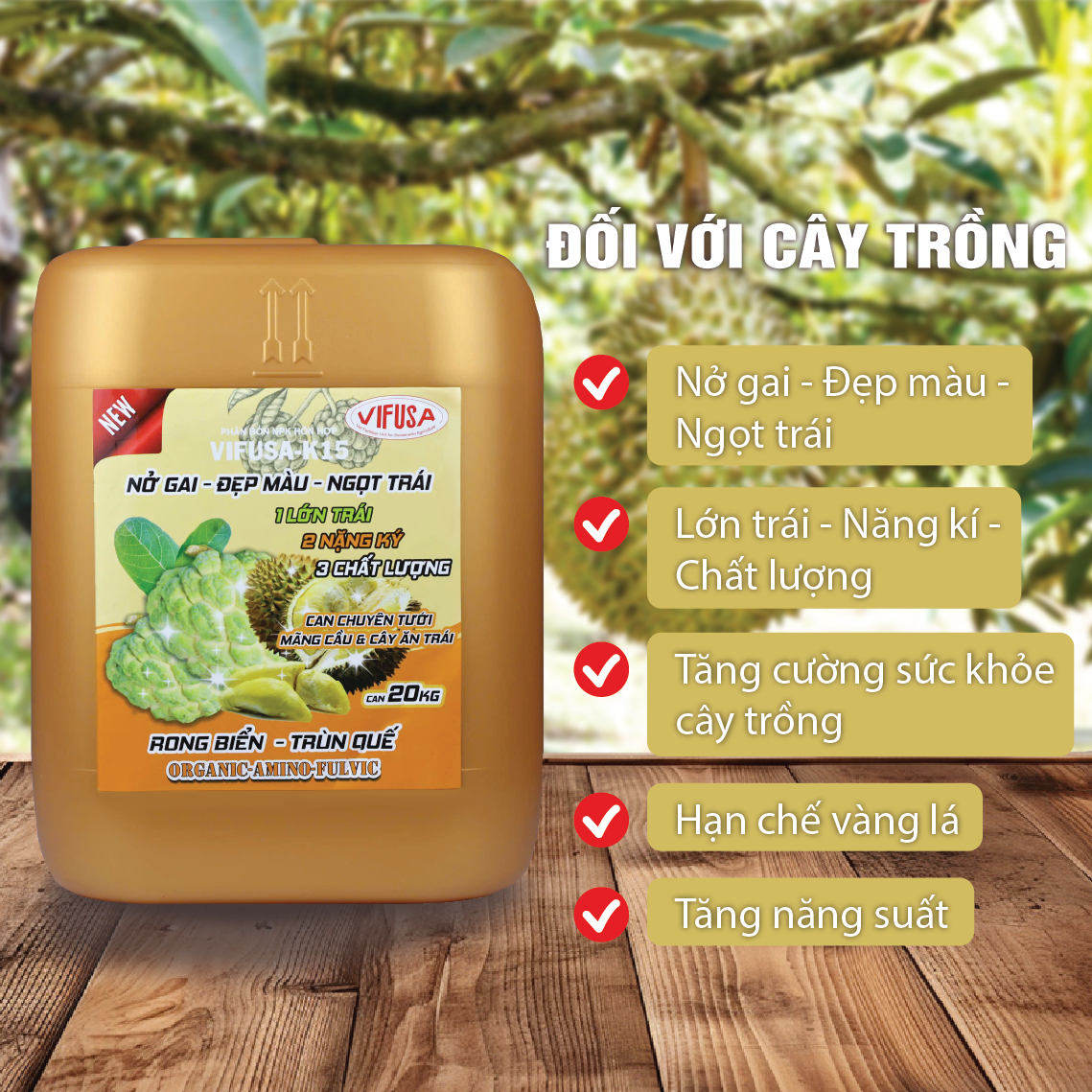 VIFUSA-K15 - Phân bón Kali hữu cơ can 20kg