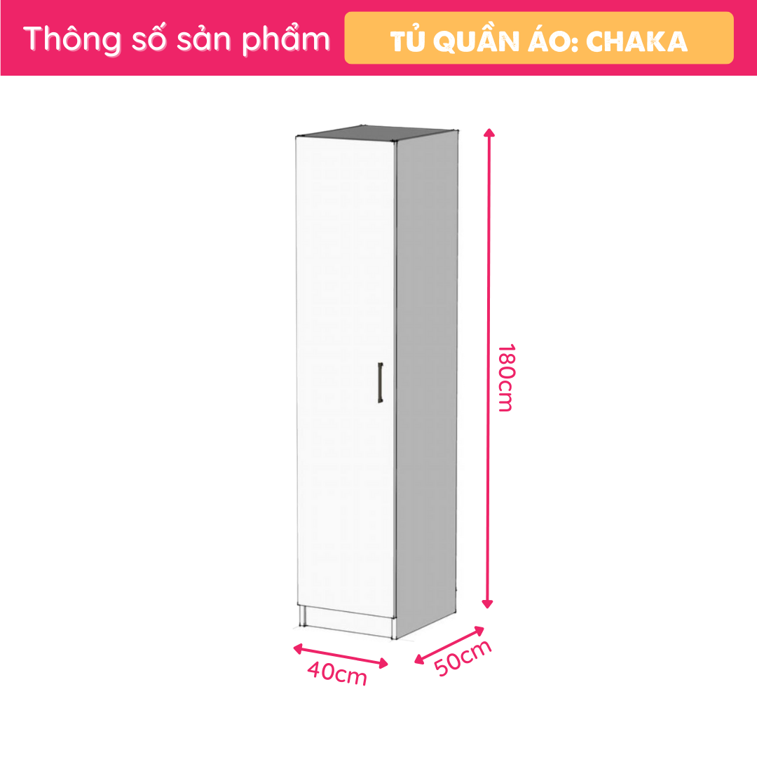 Tủ quần áo gỗ hiện đại SMLIFE Chaka | Gỗ MDF dày 17mm chống ẩm | D40xR50xC180cm