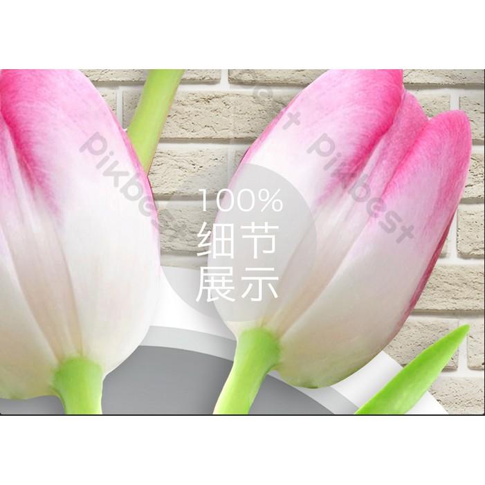 Tranh dán tường Hoa tulip sắc màu sang trọng, tranh dán tường 3d hiện đại MS1078443