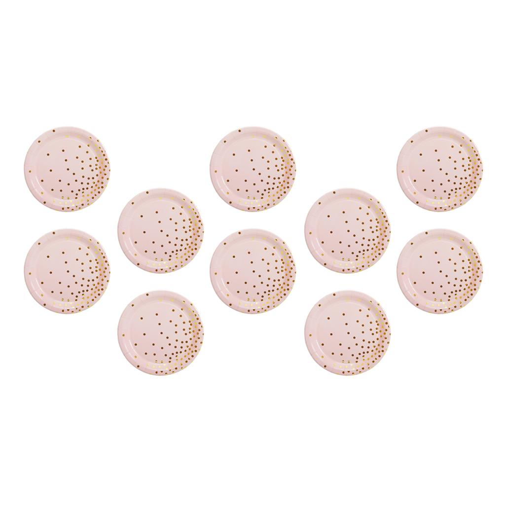 10pcs Gold Spots Paper Party Set Plates Wedding Birthday Party Tableware