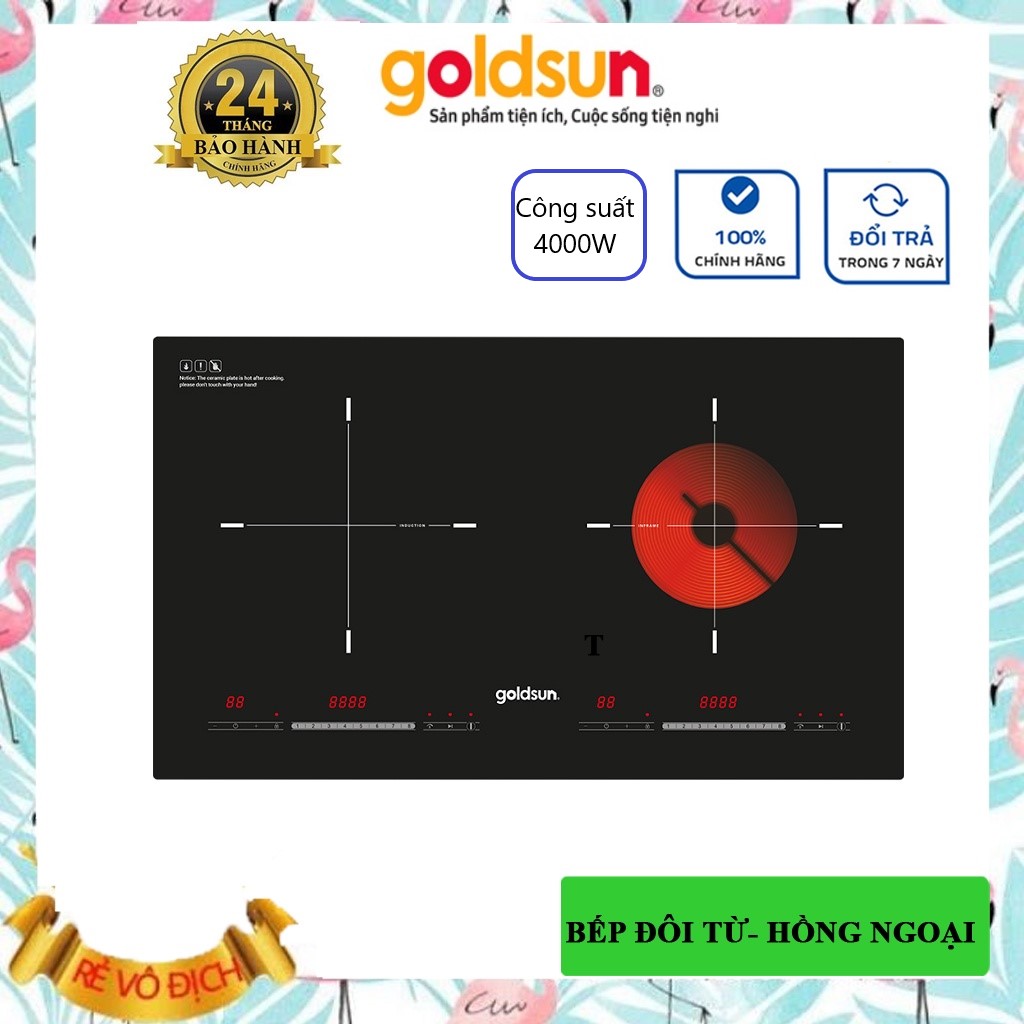 Bếp điện từ đôi kết hợp hồng ngoại Goldsun GDX7640 công suất 4000W công nghệ Inverter - Hàng chính hãng Goldsun