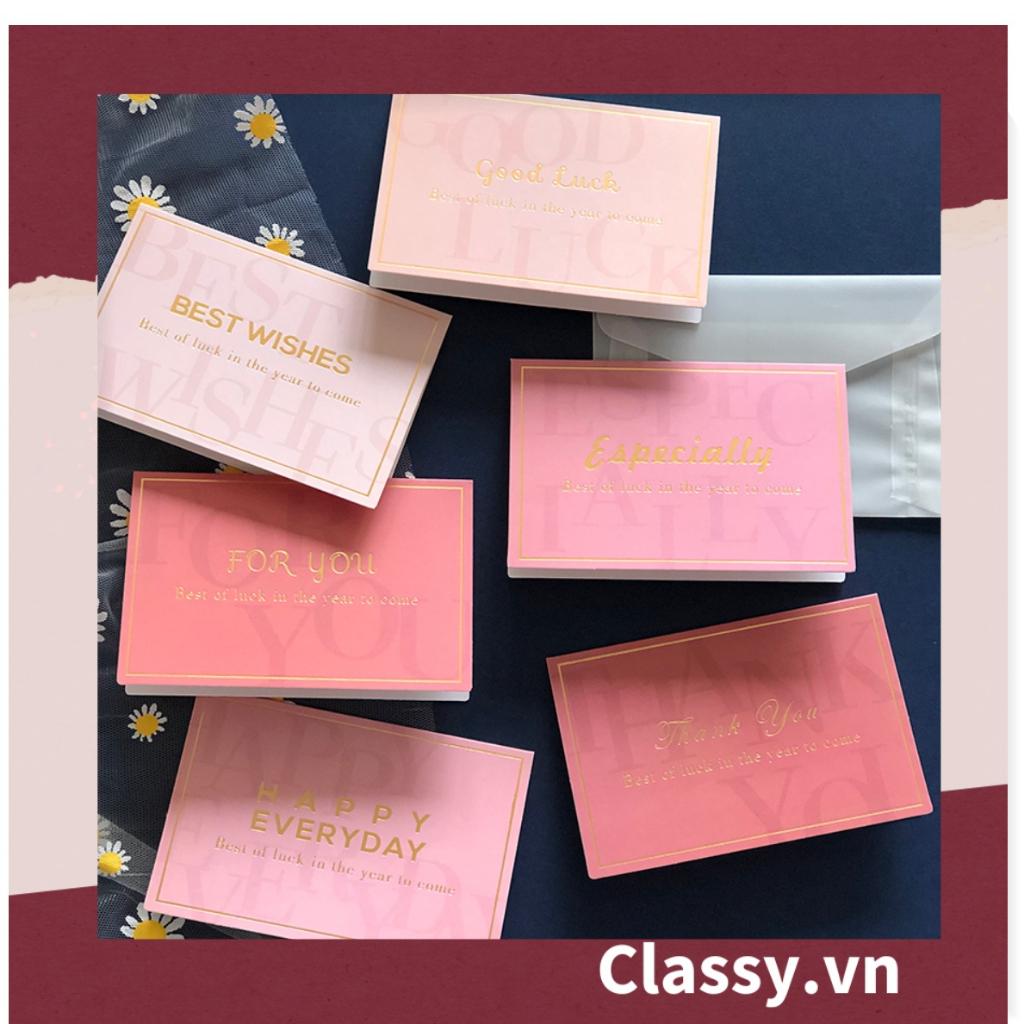 Thiệp Cổ điển Vintage tối giản, giấy art sang trọng kèm phong bì giấy lụa trong suốt và nhãn dán Sticker Classy Q679