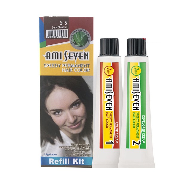 Nhuộm phủ bạc dược thảo Amiseven nhanh 7 phút AMI SEVEN Speedy Permanent Hair Color (Loại tiết kiệm) (60+60)