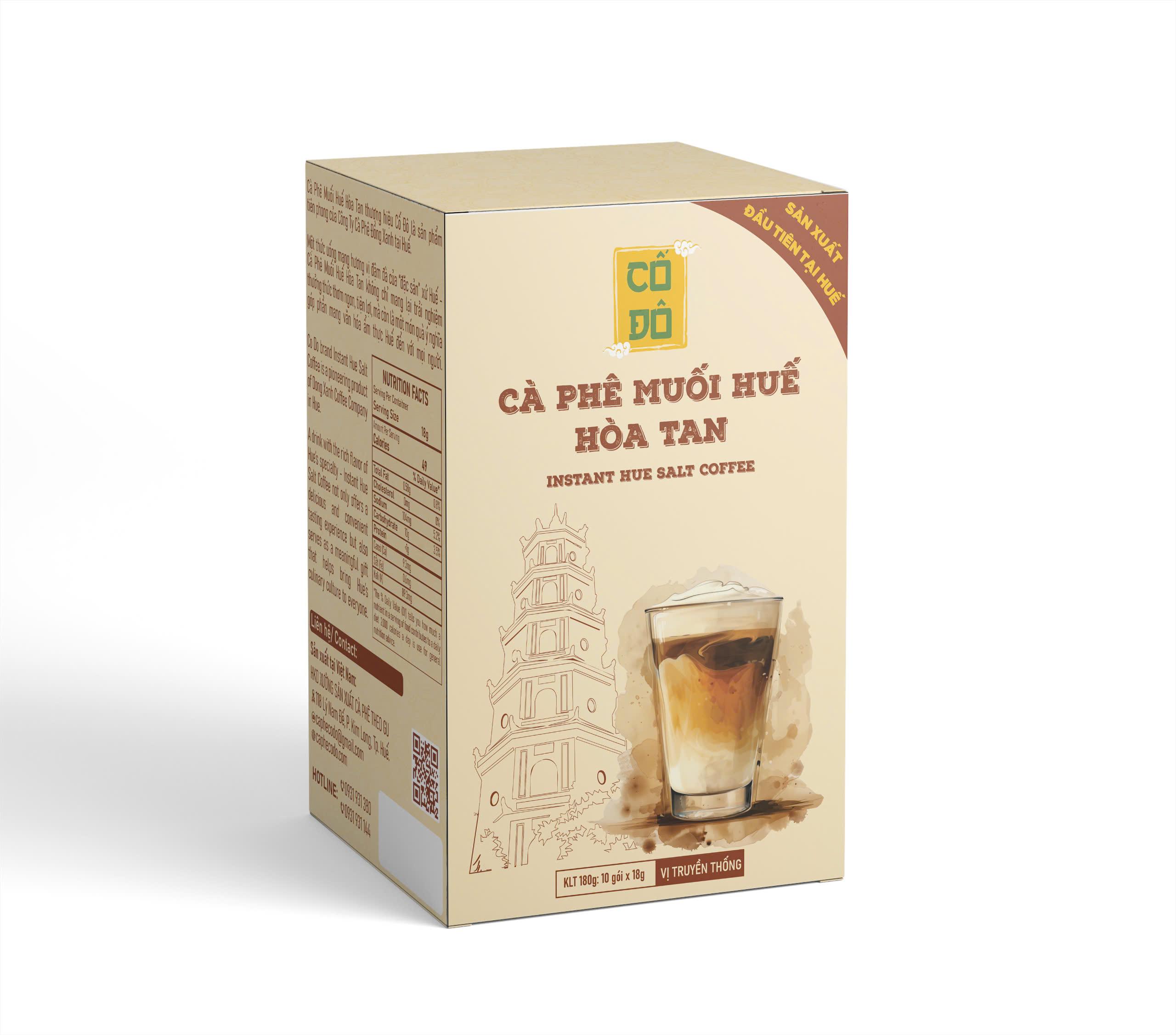 Hộp 10 gói cà phê muối Huế hoà tan Cố Đô