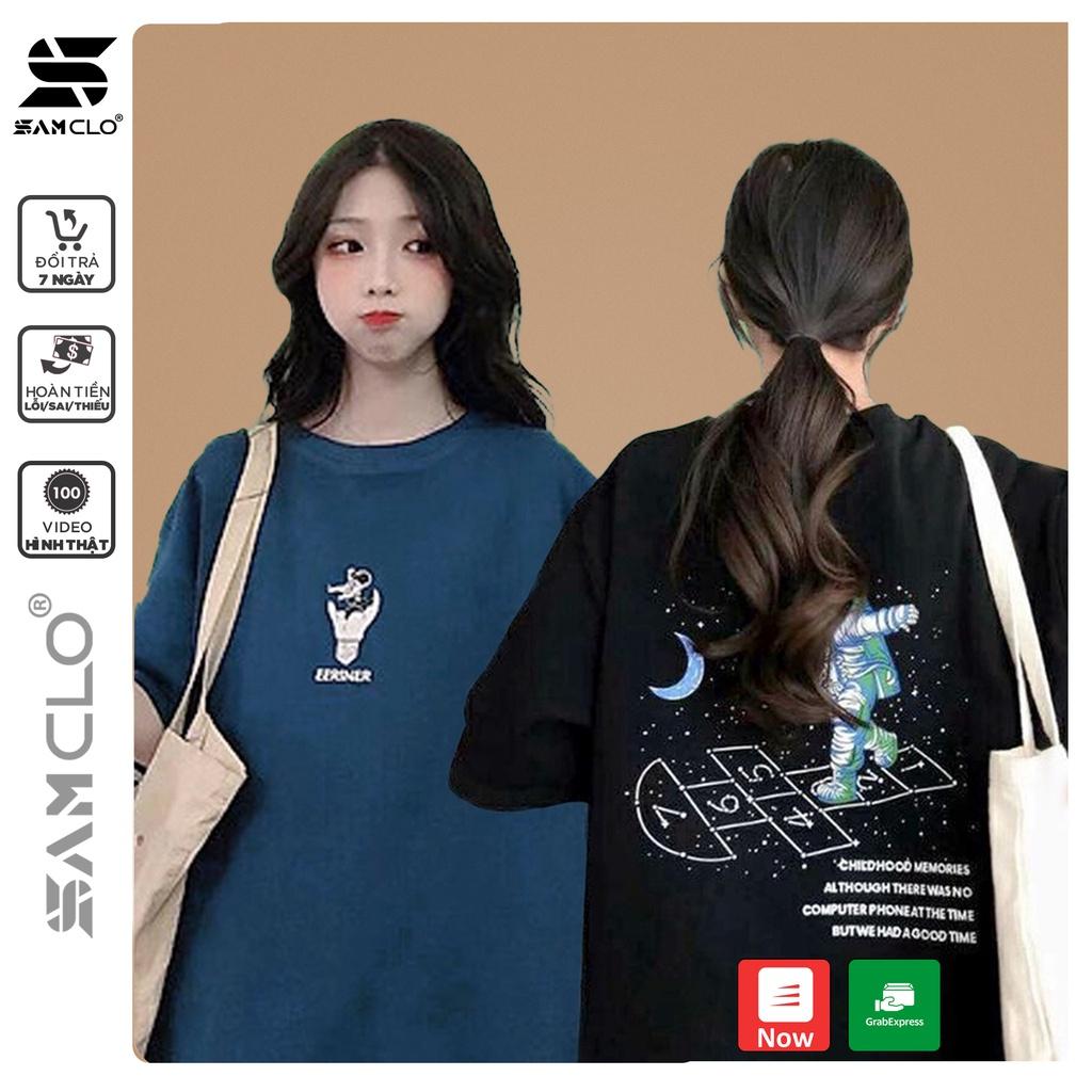 Áo thun nữ SAM CLO tay lỡ freesize phông form rộng dáng Unisex mặc cặp, nhóm, lớp in hình PHI HÀNH GIA