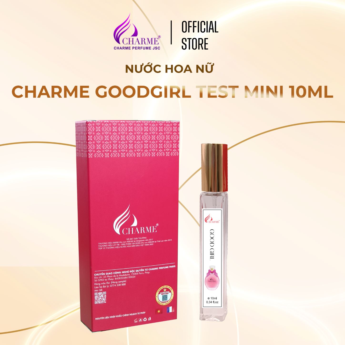 Nước hoa nữ cao cấp Charme Good Girl 10ml chai Test mini đem đến cảm giác ly kỳ, huyền bí khiến mọi người khám phá