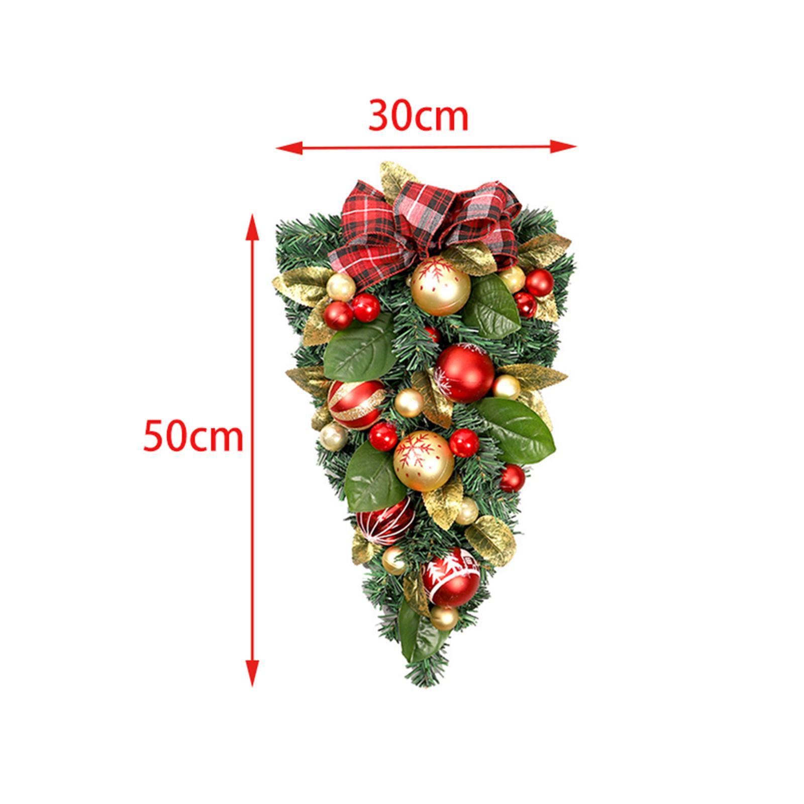 Artificial Christmas Teardrop Swag Ball Door Hanging Garland Greenery, Window Scene Photo Props Ornament, Fireplace Xmas Tree Wreath