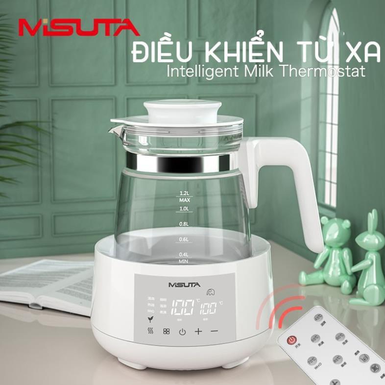 Bình đun nước pha sữa Misuta- ấm đun nước giữ nhiệt điều chỉnh nhiêt độ- Tặng kèm phích cắm chuyển đổi sang 2 chấu