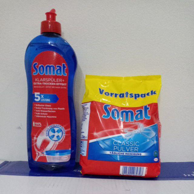 Bột rửa bát Somat Đức 1,2kg + chai nước làm bóng Somat 750 ml