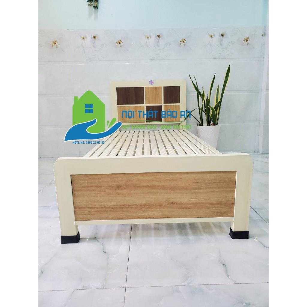 Giường sắt kiểu gỗ kích thước ngang từ 1M đến 1m8 dài 2M – GS46 mẫu đơn giản, tiện dụng, dễ dàng tháo ráp di chuyển