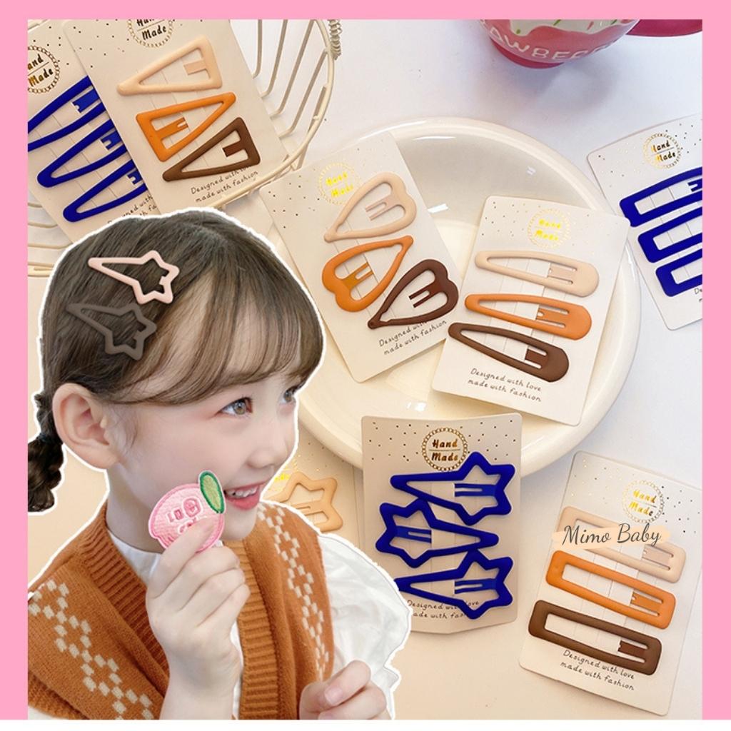 Set 3 kẹp tóc sơn lì phong cách hàn quốc xinh xắn cho bé gái KT31 Mimo Baby