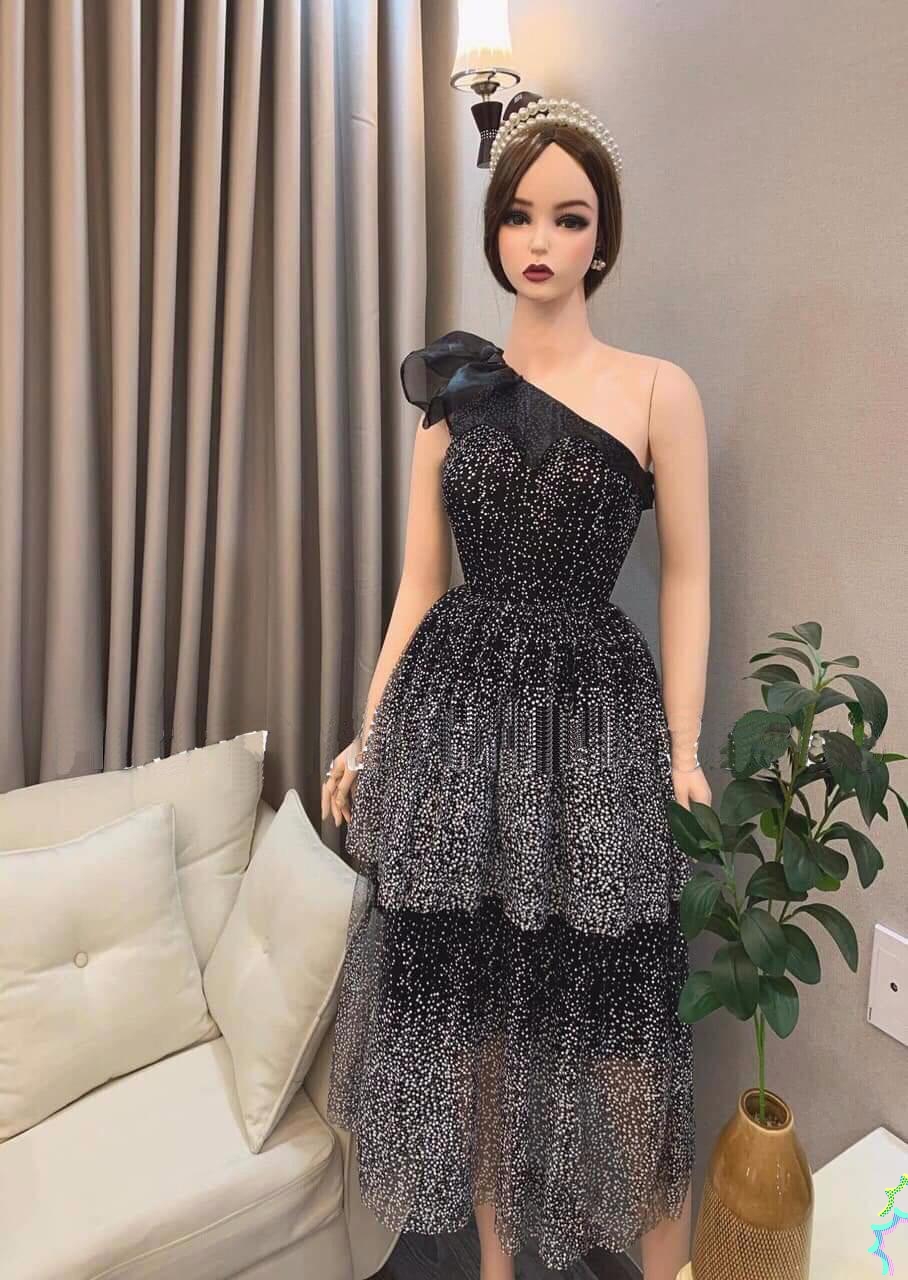 Đầm Xòe Dự Tiệc Ánh Nhũ Sang Trọng Y Hình
