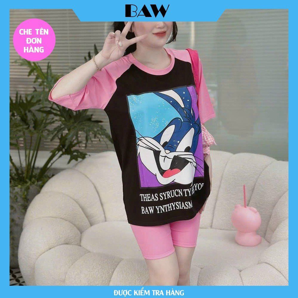 Đồ Bộ Nữ, Đồ Bộ Nữ Mặc Nhà Quần Thun Gân Có Túi, Đồ Bộ Nữ Cotton Dày Dặn In Họa Tiết Siêu Dễ Thương, Đồ Bộ Ngủ Nữ, Đồ Bộ Nữ Dài Thương Hiệu Baw MM8