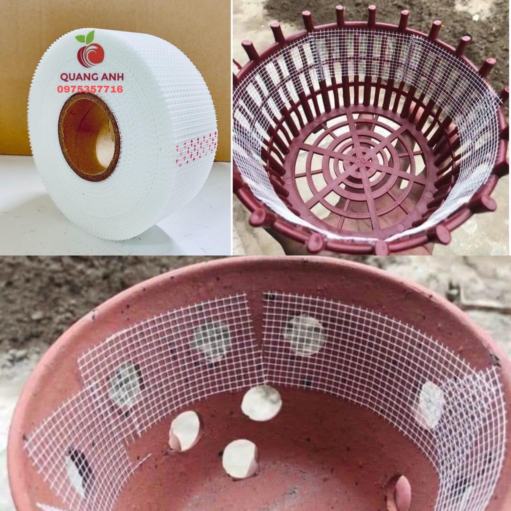 Băng dính lưới thạch cao dùng để lót chậu lan tránh rơi vãi giá thể
