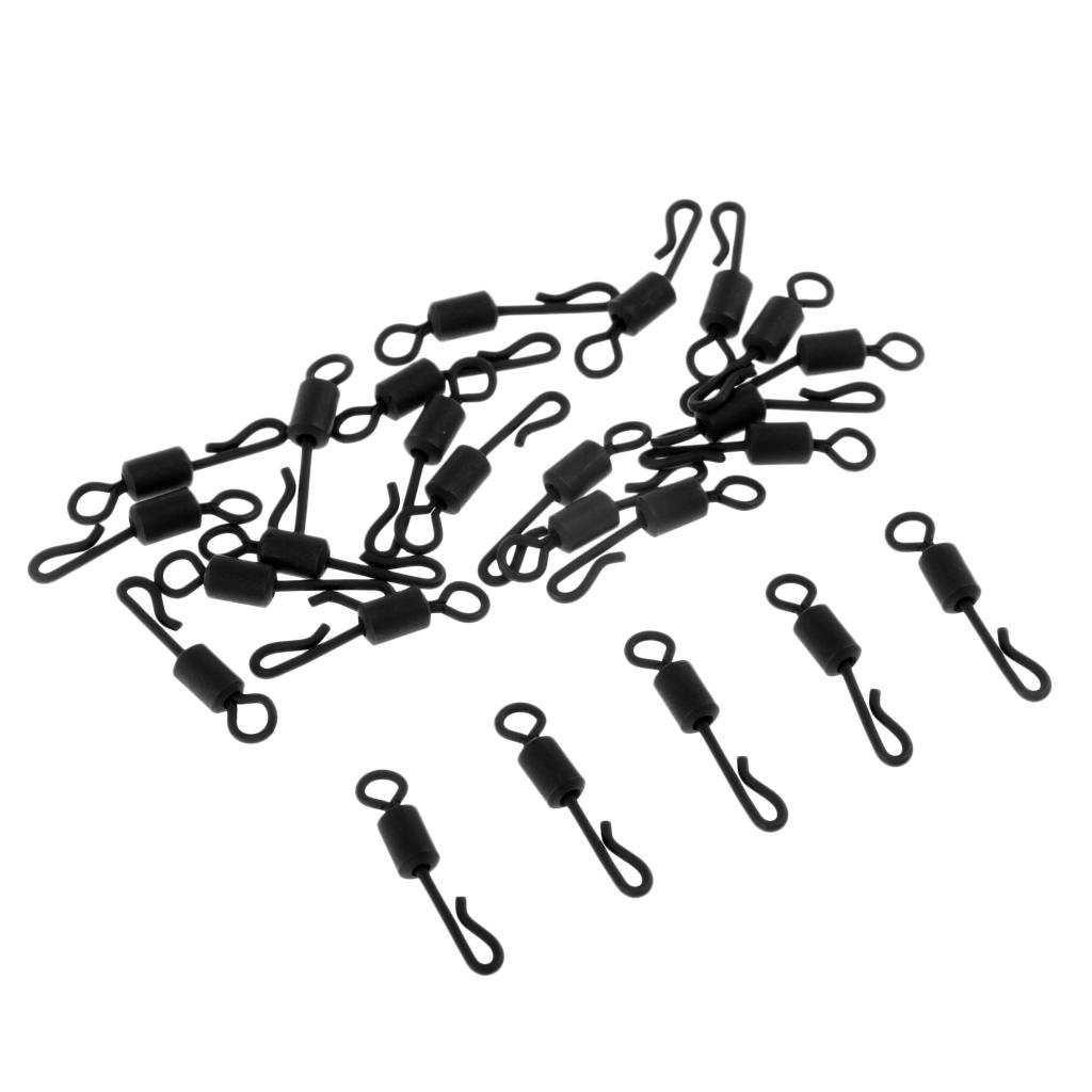 25pcs Long Body Q-Shaped Matte Black Quick Change Swivels for Carp Fishing