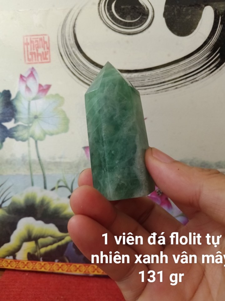 Trụ Đá Flourite Tự Nhiên Màu Xanh, Đá Thanh Tẩy Giúp Hỗ Trợ Reiki, Thiền Định, Sưu Tầm, Chặn Giấy (131 gr)