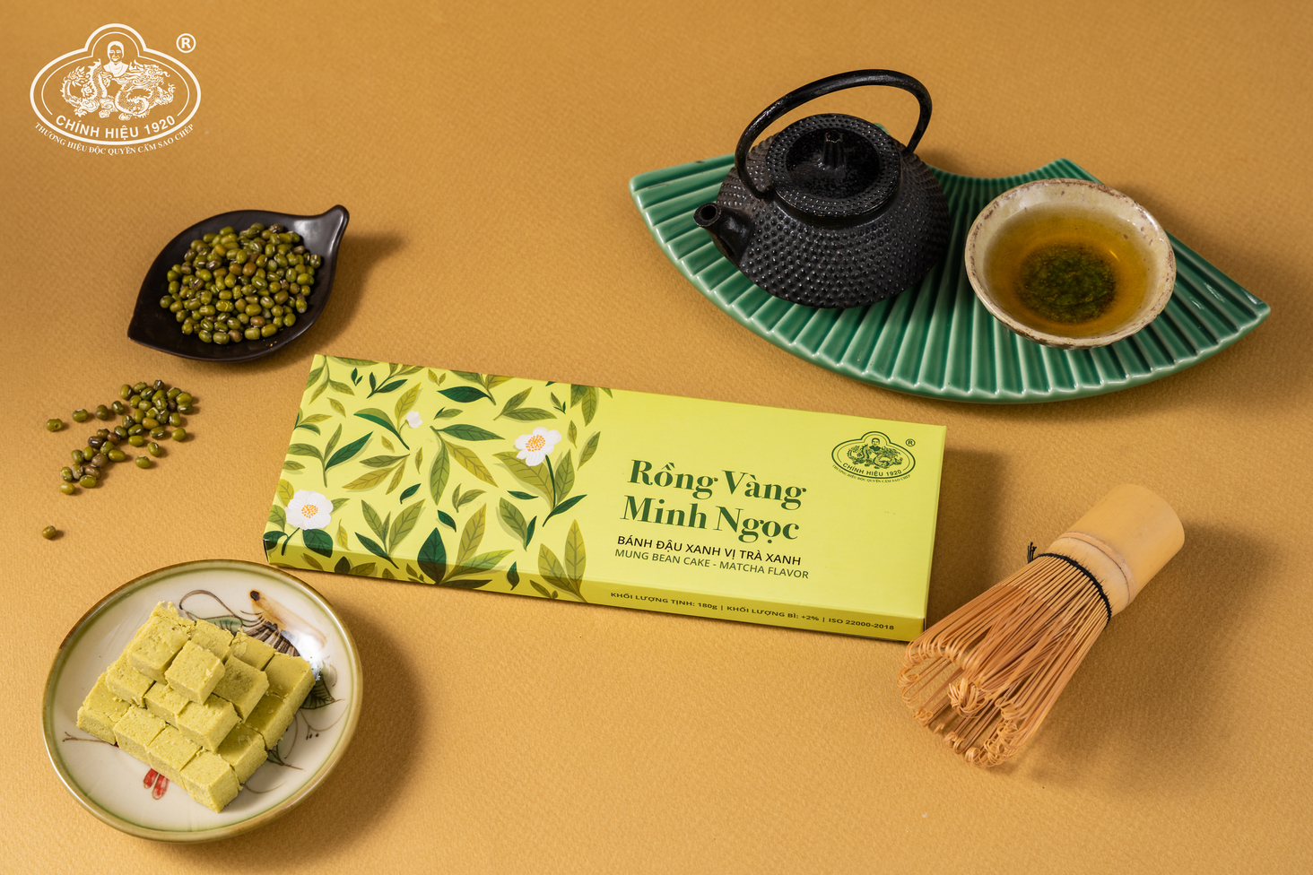 Bánh đậu xanh Rồng Vàng Minh Ngọc A28 - Vị Trà Xanh (Matcha)