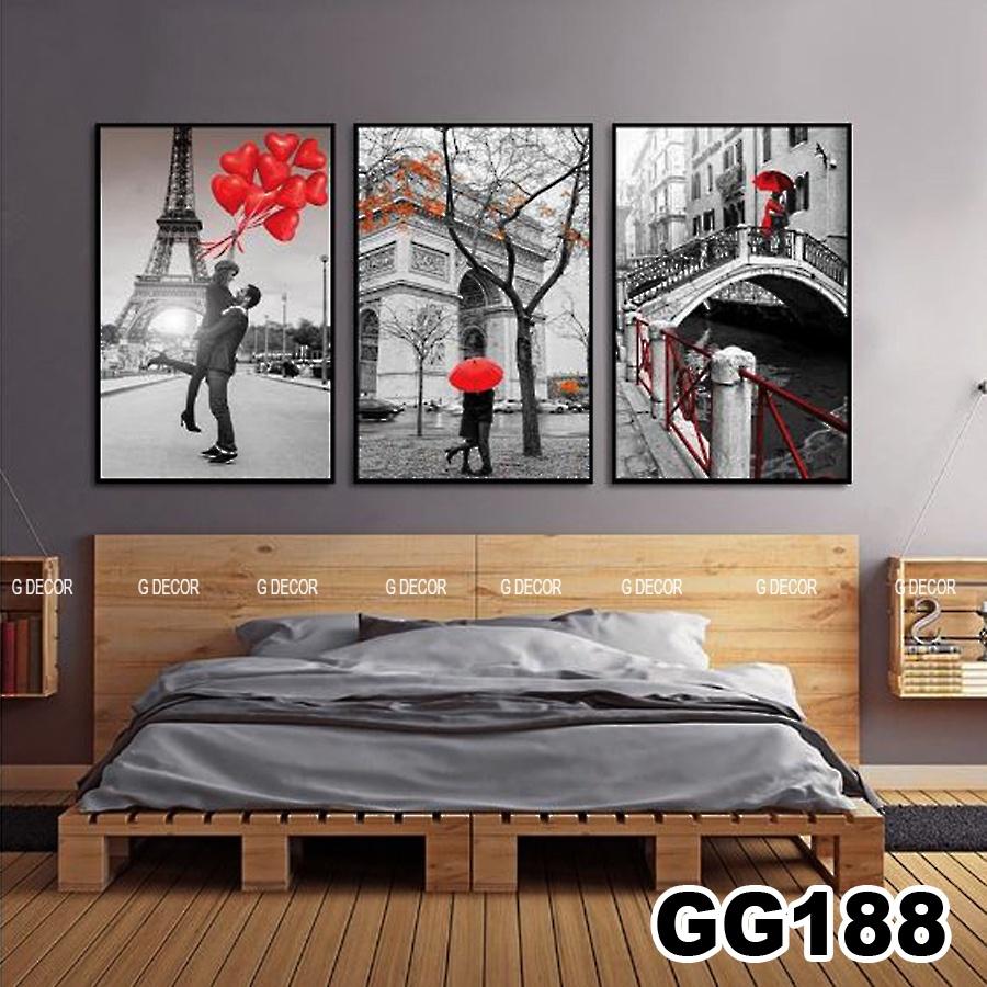 Tranh treo tường canvas 3 bức phong cách hiện đại Bắc Âu 197, tranh phong cảnh phòng khách, phòng ngủ, spa, decor