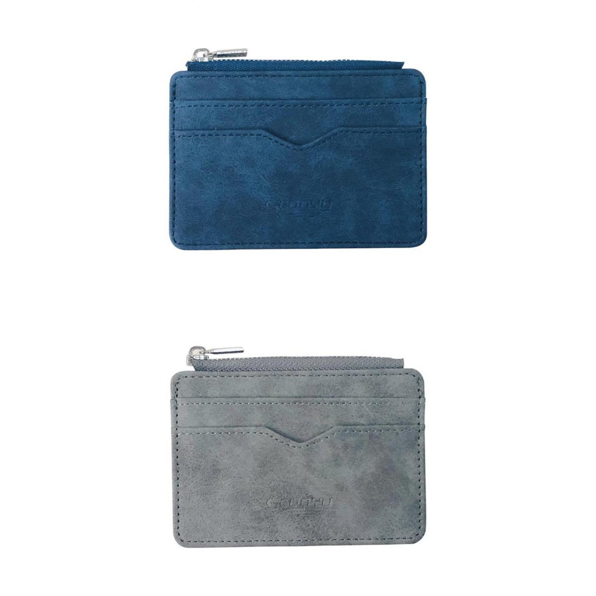 2 PCS Slim Credit Card Holder PU Leather Mini Portable Fashion Unisex Wallet
