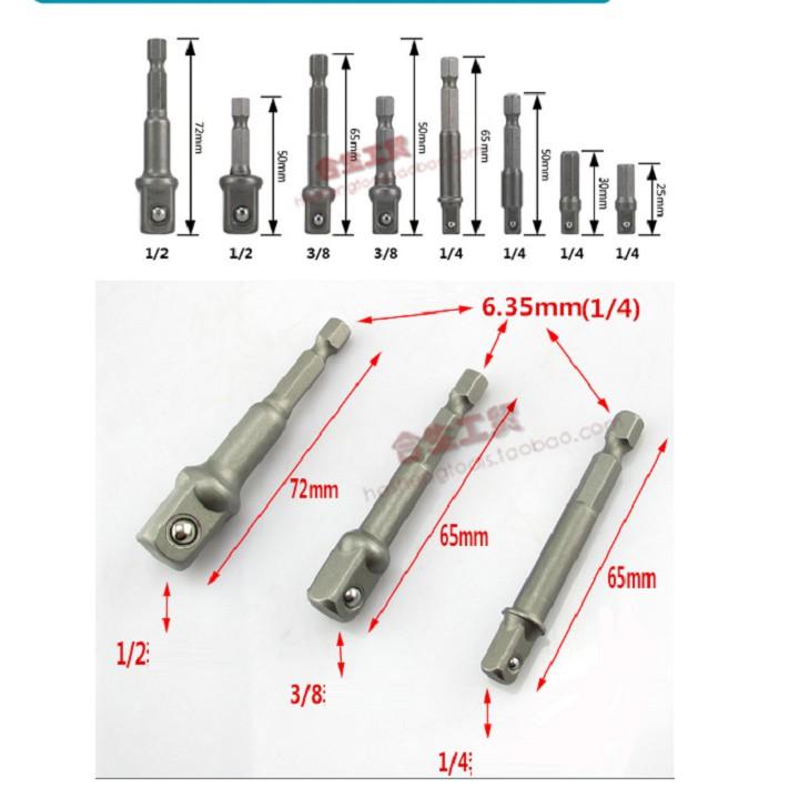 Bộ 8 đầu chuyển vặn khẩu cho máy khoan pin.khoan đầu cặp
