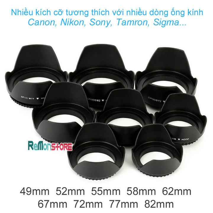 Lens hood Loa che nắng hoa sen vặn ren ống kính máy ảnh Phi 49mm