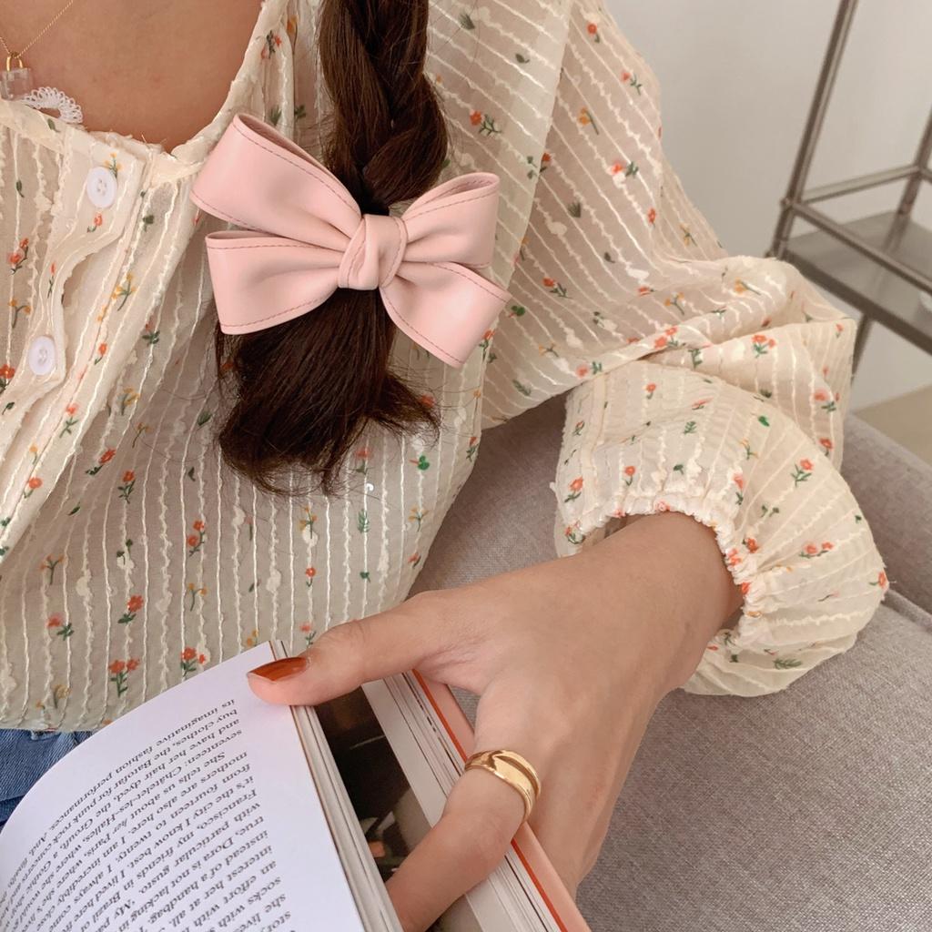 Kẹp Tóc Kẹp Nơ Màu Pastel Phong Cách Hàn Quốc