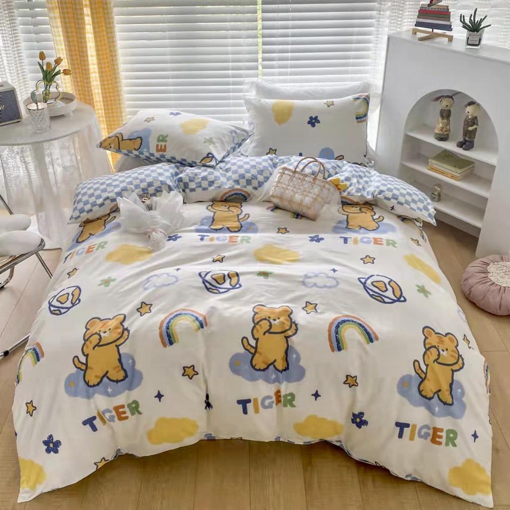 Bộ Chăn Ga Gối Cotton Living HIN BEDDING, Chăn Ga Gối Cotton 100% Cao Cấp Mềm Mịn Thấm Hút Mồ Hôi, Drap Giường Đủ Size