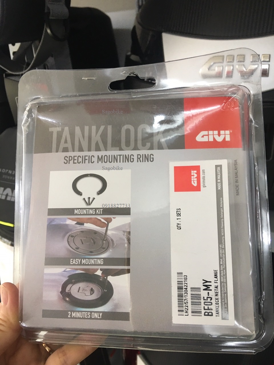 Bộ ngàm gắn bình xăng givi BF05-MY, ngàm gắn túi bình xăng Tanklock, hỗ trợ gắn bình xăng cho FZ/MT/R6/Beneli,,,,